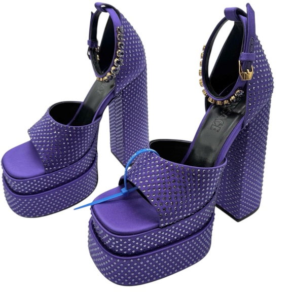 Versace Purple Medusa Aevitas rhinestone Platform Sandals EU 37 - Picture 6 of 14